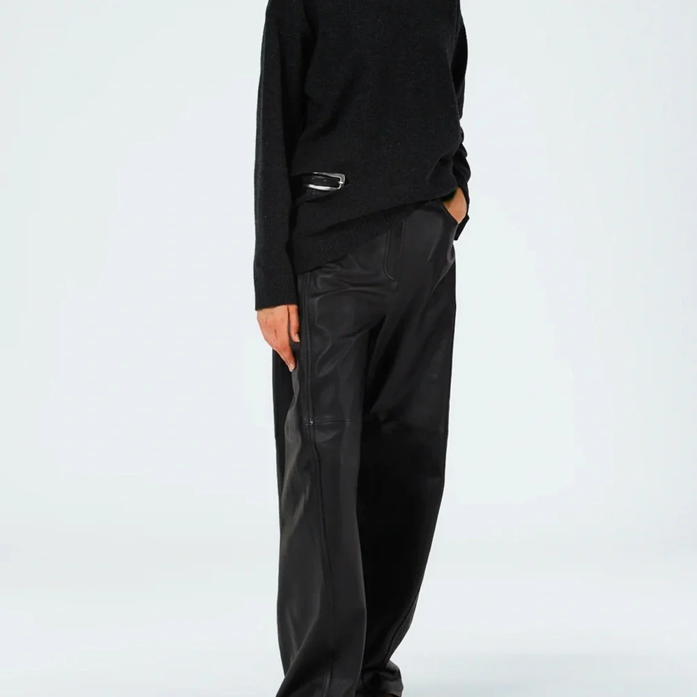 TIBI Bkack Leather Sid Pant - Picture 2 of 5